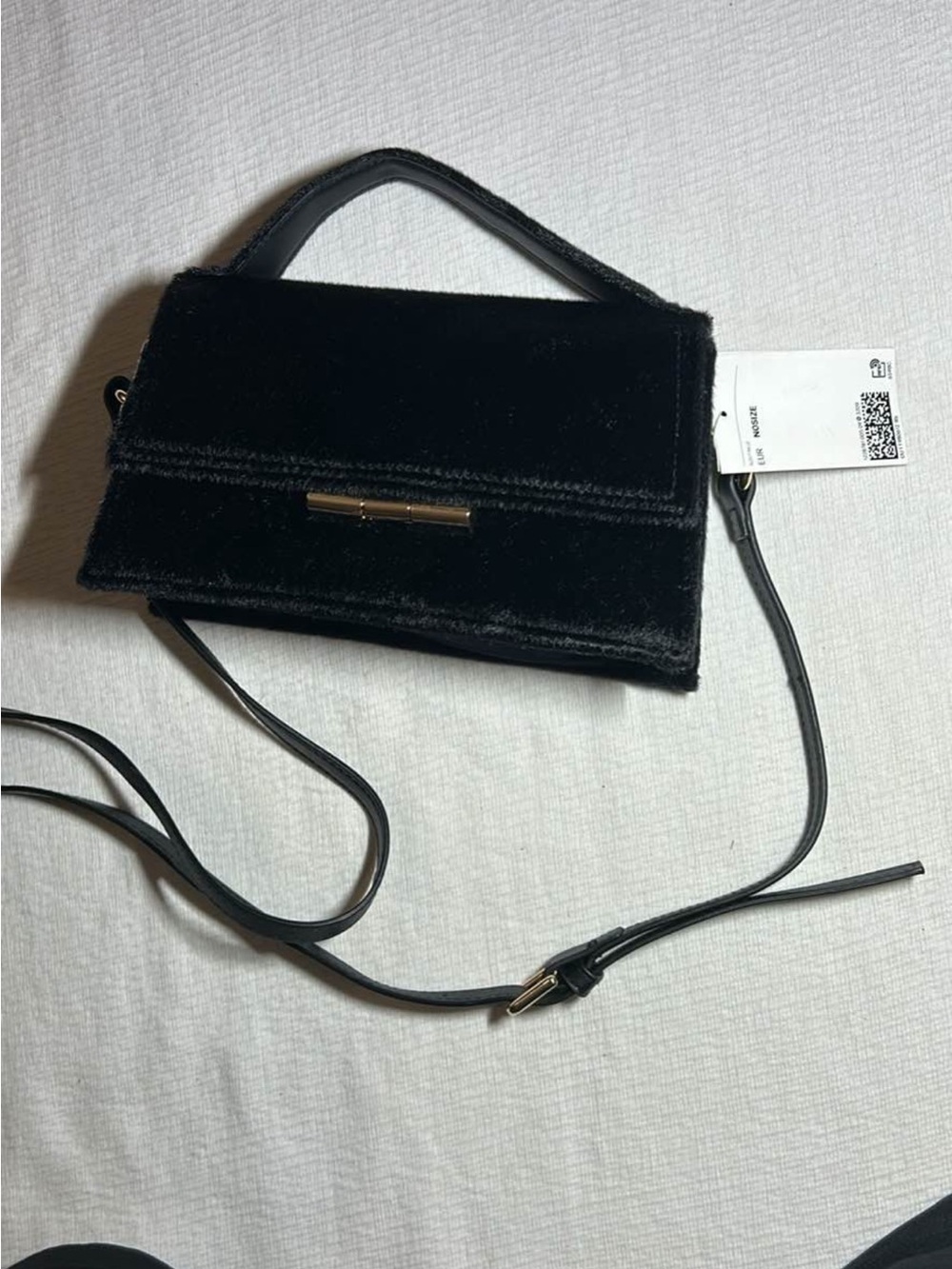 H&M Black Velvet Mini Crossbody with Top Handle